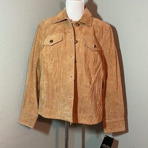 Terry Lewis Camel Suede Leather Button-Down Jacket (NWT)
